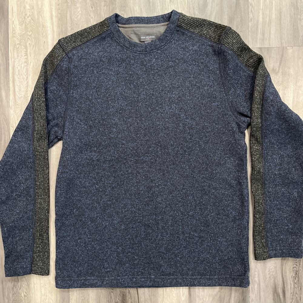 Van Heusen Flex Pullover Sweater Long Sleeve Crew Neck Shoulder Accents Men's S